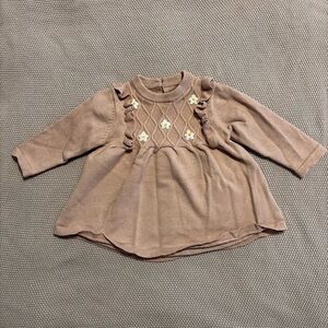 Adorable Brown Kids Dress with Floral Accents